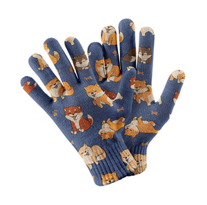 All the Shibas I Love Touch Screen Gloves-Accessories-Accessories, Dog Dad Gifts, Dog Mom Gifts, Gloves, Shiba Inu-Navy-2