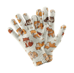 All the Shibas I Love Touch Screen Gloves-Accessories-Accessories, Dog Dad Gifts, Dog Mom Gifts, Gloves, Shiba Inu-White-1