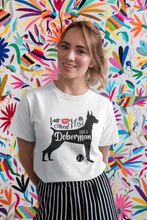 Load image into Gallery viewer, All You Need is Love and a Doberman Women&#39;s T-Shirt-Apparel-Apparel, Doberman, Dogs, T Shirt-White-Small-2