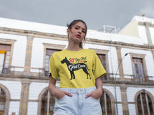Load image into Gallery viewer, All You Need is Love and a Great Dane Women&#39;s T-Shirt-Apparel-Apparel, Dogs, Great Dane, Shirt, T Shirt-Yellow-Small-3