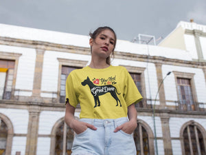 All You Need is Love and a Great Dane Women's T-Shirt-Apparel-Apparel, Dogs, Great Dane, Shirt, T Shirt-Yellow-Small-3