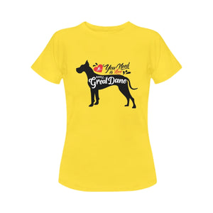 All You Need is Love and a Great Dane Women's T-Shirt-Apparel-Apparel, Dogs, Great Dane, Shirt, T Shirt-6