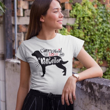 All You Need is Love and a Rottweiler Women's T-Shirt-Apparel-Apparel, Dogs, Rottweiler, Shirt, T Shirt-White-Small-3