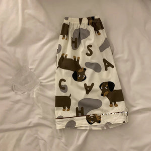 Alphabet Dachshund Love Women's Cotton Pajamas Set - with Pants or Shorts-Pajamas-Apparel, Dachshund, Dog Mom Gifts, Pajamas-12