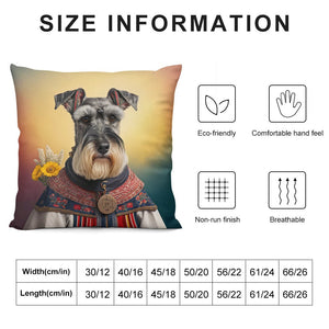 Alpine Elegance Schnauzer Plush Pillow Case-Cushion Cover-Dog Dad Gifts, Dog Mom Gifts, Home Decor, Pillows, Schnauzer-12 "×12 "-White-1