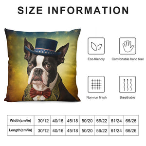 American Aristocrat Boston Terrier Plush Pillow Case-Boston Terrier, Dog Dad Gifts, Dog Mom Gifts, Home Decor, Pillows-12 "×12 "-White-1