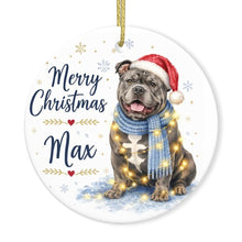 Load image into Gallery viewer, American Bully Christmas Ornament - Cozy Winter Pet Portrait Design - Personalize with Photo and Name-Christmas Ornament-Christmas,Christmas Ornament,Personalize Artwork-3