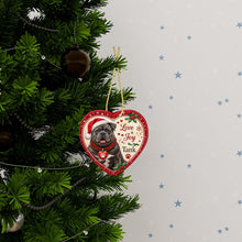 Load image into Gallery viewer, American Bully Christmas Ornament - Love &amp; Joy Heart Shaped Portrait - Personalize with Photo and Name-Christmas Ornament-American Bully,Christmas,Christmas Ornament,Personalize Artwork-3