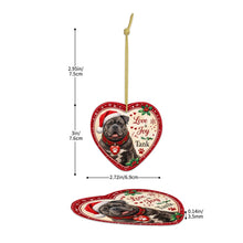 Load image into Gallery viewer, American Bully Christmas Ornament - Love &amp; Joy Heart Shaped Portrait - Personalize with Photo and Name-Christmas Ornament-American Bully,Christmas,Christmas Ornament,Personalize Artwork-5