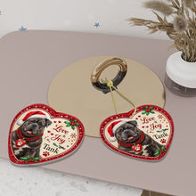 Load image into Gallery viewer, American Bully Christmas Ornament - Love &amp; Joy Heart Shaped Portrait - Personalize with Photo and Name-Christmas Ornament-American Bully,Christmas,Christmas Ornament,Personalize Artwork-6