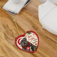 Load image into Gallery viewer, American Bully Christmas Ornament - Love &amp; Joy Heart Shaped Portrait - Personalize with Photo and Name-Christmas Ornament-American Bully,Christmas,Christmas Ornament,Personalize Artwork-7