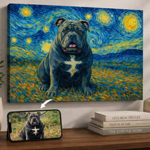 Load image into Gallery viewer, Photo of starry night inspired American bully wall art