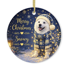 Load image into Gallery viewer, American Eskimo Dog Christmas Ornament - Cozy Winter Pet Portrait Design - Personalize with Photo and Name-Christmas Ornament-Christmas,Christmas Ornament,Personalize Artwork-3