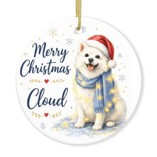 Load image into Gallery viewer, American Eskimo Dog Christmas Ornament - Cozy Winter Pet Portrait Design - Personalize with Photo and Name-Christmas Ornament-Christmas,Christmas Ornament,Personalize Artwork-3