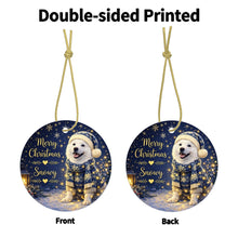 Load image into Gallery viewer, American Eskimo Dog Christmas Ornament - Cozy Winter Pet Portrait Design - Personalize with Photo and Name-Christmas Ornament-Christmas,Christmas Ornament,Personalize Artwork-4
