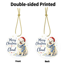 Load image into Gallery viewer, American Eskimo Dog Christmas Ornament - Cozy Winter Pet Portrait Design - Personalize with Photo and Name-Christmas Ornament-Christmas,Christmas Ornament,Personalize Artwork-4