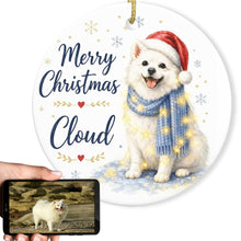 Load image into Gallery viewer, American Eskimo Dog Christmas Ornament - Cozy Winter Pet Portrait Design - Personalize with Photo and Name-Christmas Ornament-Christmas,Christmas Ornament,Personalize Artwork-1