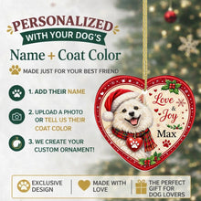 Load image into Gallery viewer, American Eskimo Dog Christmas Ornament - Love &amp; Joy Heart Shaped Portrait - Personalize with Photo and Name-Christmas Ornament-American Eskimo Dog,Christmas,Christmas Ornament,Personalize Artwork-2