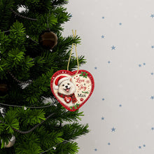 Load image into Gallery viewer, American Eskimo Dog Christmas Ornament - Love &amp; Joy Heart Shaped Portrait - Personalize with Photo and Name-Christmas Ornament-American Eskimo Dog,Christmas,Christmas Ornament,Personalize Artwork-3