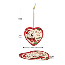 Load image into Gallery viewer, American Eskimo Dog Christmas Ornament - Love &amp; Joy Heart Shaped Portrait - Personalize with Photo and Name-Christmas Ornament-American Eskimo Dog,Christmas,Christmas Ornament,Personalize Artwork-5