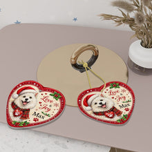Load image into Gallery viewer, American Eskimo Dog Christmas Ornament - Love &amp; Joy Heart Shaped Portrait - Personalize with Photo and Name-Christmas Ornament-American Eskimo Dog,Christmas,Christmas Ornament,Personalize Artwork-6