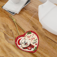 Load image into Gallery viewer, American Eskimo Dog Christmas Ornament - Love &amp; Joy Heart Shaped Portrait - Personalize with Photo and Name-Christmas Ornament-American Eskimo Dog,Christmas,Christmas Ornament,Personalize Artwork-7