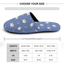 Load image into Gallery viewer, American Eskimo Dog Slippers for Women - Adorable Smiling American Eskimo Dog Love Charm - Flannel-36-37_（5.5-6）-CornflowerBlue10-10