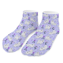 Load image into Gallery viewer, American Eskimo Dog Socks - Ankle Length - Flower Garden American Eskimo Dog-Accessories-Accessories,American Eskimo Dog,Dog Dad Gifts,Socks-Lavender-One size-6