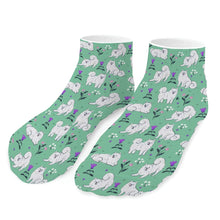 Load image into Gallery viewer, American Eskimo Dog Socks - Ankle Length - Flower Garden American Eskimo Dog-Accessories-Accessories,American Eskimo Dog,Dog Dad Gifts,Socks-Mint Green-One size-1