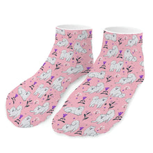 Load image into Gallery viewer, American Eskimo Dog Socks - Ankle Length - Flower Garden American Eskimo Dog-Accessories-Accessories,American Eskimo Dog,Dog Dad Gifts,Socks-Pink-One size-16