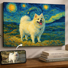 Load image into Gallery viewer, Photo of starry night inspired American Eskimo Dog wall art