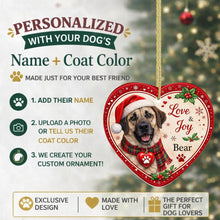 Load image into Gallery viewer, Anatolian Shepherd Dog Christmas Ornament - Love &amp; Joy Heart Shaped Portrait - Personalize with Photo and Name-Christmas Ornament-Anatolian Shepherd,Christmas,Christmas Ornament,Personalize Artwork-2