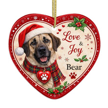 Load image into Gallery viewer, Anatolian Shepherd Dog Christmas Ornament - Love &amp; Joy Heart Shaped Portrait - Personalize with Photo and Name-Christmas Ornament-Anatolian Shepherd,Christmas,Christmas Ornament,Personalize Artwork-4