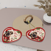 Load image into Gallery viewer, Anatolian Shepherd Dog Christmas Ornament - Love &amp; Joy Heart Shaped Portrait - Personalize with Photo and Name-Christmas Ornament-Anatolian Shepherd,Christmas,Christmas Ornament,Personalize Artwork-6