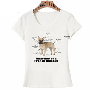 Image of anatomy of a french bulldog t-shirt womens