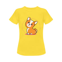 Load image into Gallery viewer, Anime Sunset Corgis Women&#39;s Cotton T-Shirts-Apparel-Apparel, Corgi, Shirt, T Shirt-11