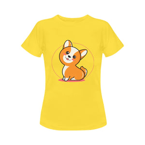 Anime Sunset Corgis Women's Cotton T-Shirts-Apparel-Apparel, Corgi, Shirt, T Shirt-11