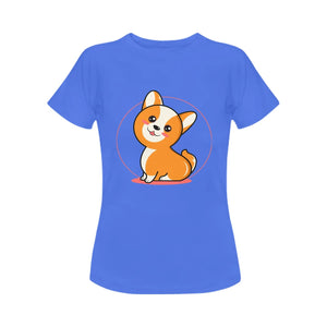 Anime Sunset Corgis Women's Cotton T-Shirts-Apparel-Apparel, Corgi, Shirt, T Shirt-13