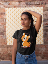 Load image into Gallery viewer, Anime Sunset Corgis Women&#39;s Cotton T-Shirts-Apparel-Apparel, Corgi, Shirt, T Shirt-Red and White-Black-Small-2