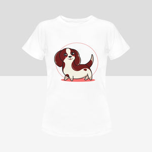 Anime Sunset Dachshund Women's Cotton T-Shirts - 2 Designs - 4 Colors-Apparel-Apparel, Dachshund, Shirt, T Shirt-Chocolate-White-Small-2