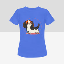 Load image into Gallery viewer, Anime Sunset Dachshund Women&#39;s Cotton T-Shirts - 2 Designs - 4 Colors-Apparel-Apparel, Dachshund, Shirt, T Shirt-Black and Tan-Blue-Small-3