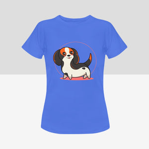 Anime Sunset Dachshund Women's Cotton T-Shirts - 2 Designs - 4 Colors-Apparel-Apparel, Dachshund, Shirt, T Shirt-Black and Tan-Blue-Small-3