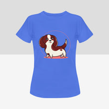 Load image into Gallery viewer, Anime Sunset Dachshund Women&#39;s Cotton T-Shirts - 2 Designs - 4 Colors-Apparel-Apparel, Dachshund, Shirt, T Shirt-Chocolate-Blue-Small-4