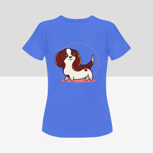 Anime Sunset Dachshund Women's Cotton T-Shirts - 2 Designs - 4 Colors-Apparel-Apparel, Dachshund, Shirt, T Shirt-Chocolate-Blue-Small-4