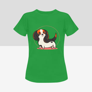 Anime Sunset Dachshund Women's Cotton T-Shirts - 2 Designs - 4 Colors-Apparel-Apparel, Dachshund, Shirt, T Shirt-Black and Tan-Green-Small-5