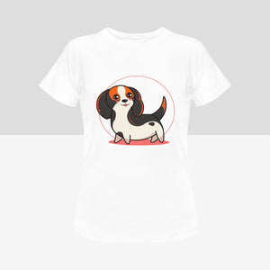 Anime Sunset Dachshund Women's Cotton T-Shirts - 2 Designs - 4 Colors-Apparel-Apparel, Dachshund, Shirt, T Shirt-Black and Tan-White-Small-1