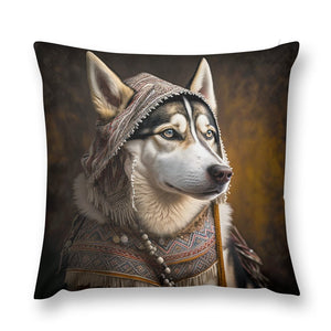Arctic Elegance Siberian Husky Plush Pillow Case-Cushion Cover-Dog Dad Gifts, Dog Mom Gifts, Home Decor, Pillows, Siberian Husky-12 "×12 "-1