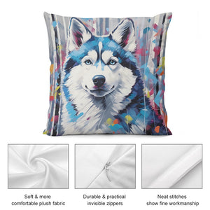 Arctic Gaze Siberian Husky Plush Pillow Case-Cushion Cover-Dog Dad Gifts, Dog Mom Gifts, Home Decor, Pillows, Siberian Husky-5