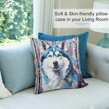 Load image into Gallery viewer, Arctic Gaze Siberian Husky Plush Pillow Case-Cushion Cover-Dog Dad Gifts, Dog Mom Gifts, Home Decor, Pillows, Siberian Husky-7
