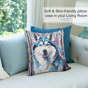 Arctic Gaze Siberian Husky Plush Pillow Case-Cushion Cover-Dog Dad Gifts, Dog Mom Gifts, Home Decor, Pillows, Siberian Husky-7